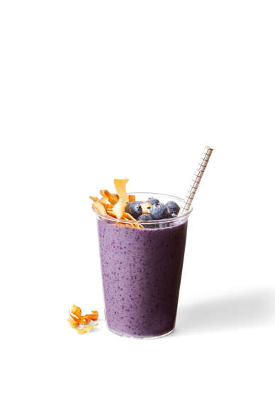 Slide 3 of 31: With frozen berries and almond butter, this is like PB&J in smoothie form. Yum!Get the recipe for Blueberry-Banana-Nut Smoothie »