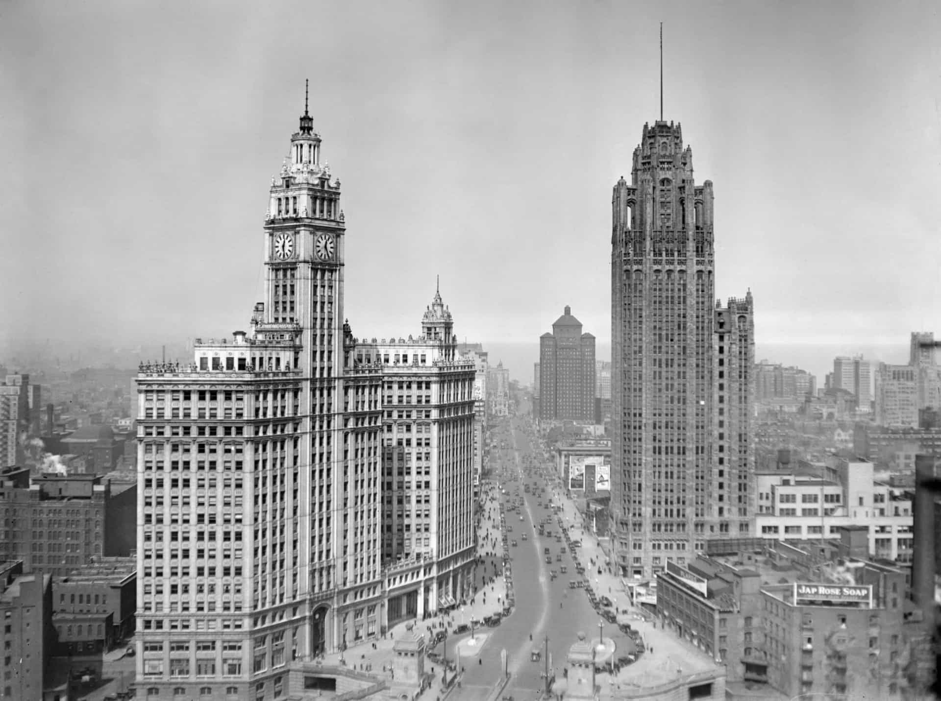 <p>In 1919, Capone left New York City for Chicago at the invitation of Johnny Torrio. Capone eventually became Torrio's right-hand man as the older mobster established a bootlegger's empire in the city that was eventually controlled by Al Capone himself. Pictured is Chicago's Michigan Avenue in 1925.</p>