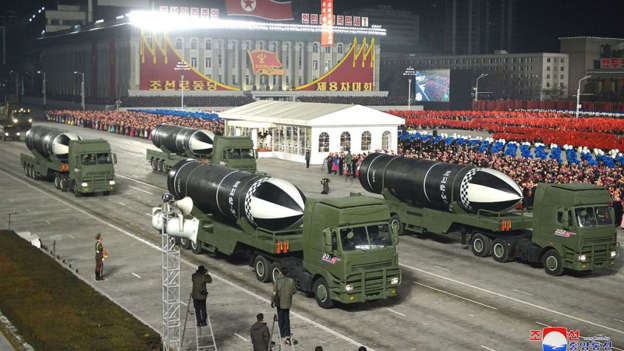 Desfile militar en Corea del Norte, foto tomada de la Agencia Central de Noticias de Corea del Norte.