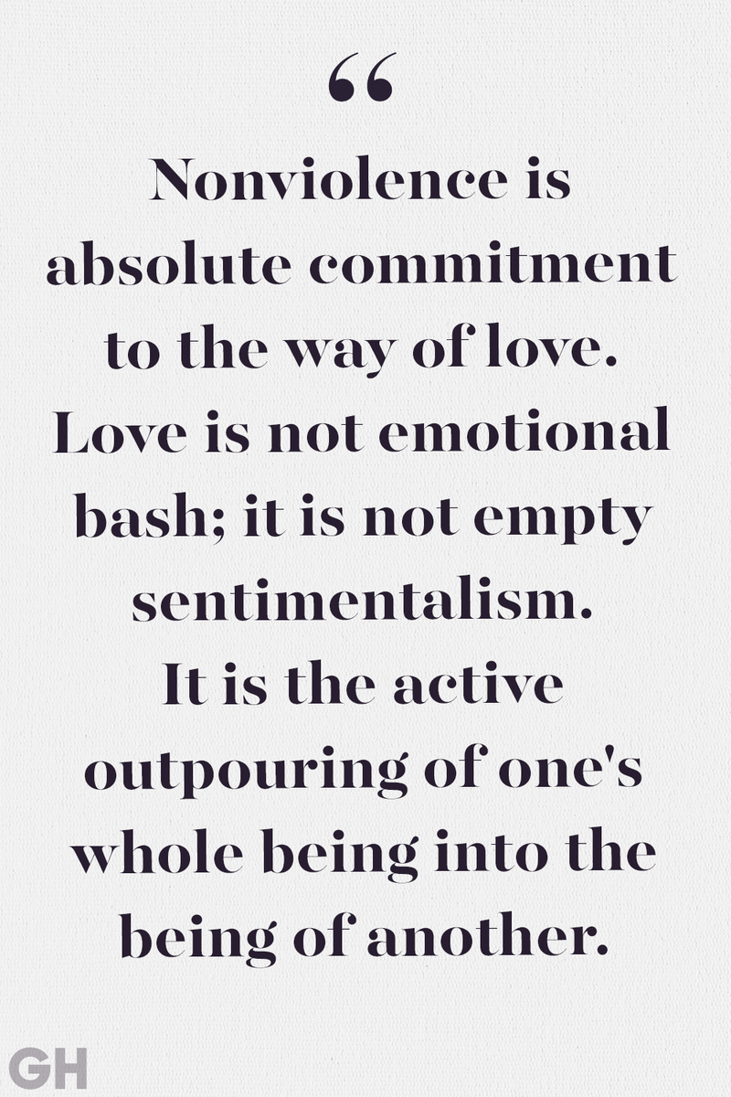 <p>Nonviolence is absolute commitment to the way of love. Love is not emotional bash; it is not empty sentimentalism. It is the active outpouring of one's whole being into the being of another.</p>