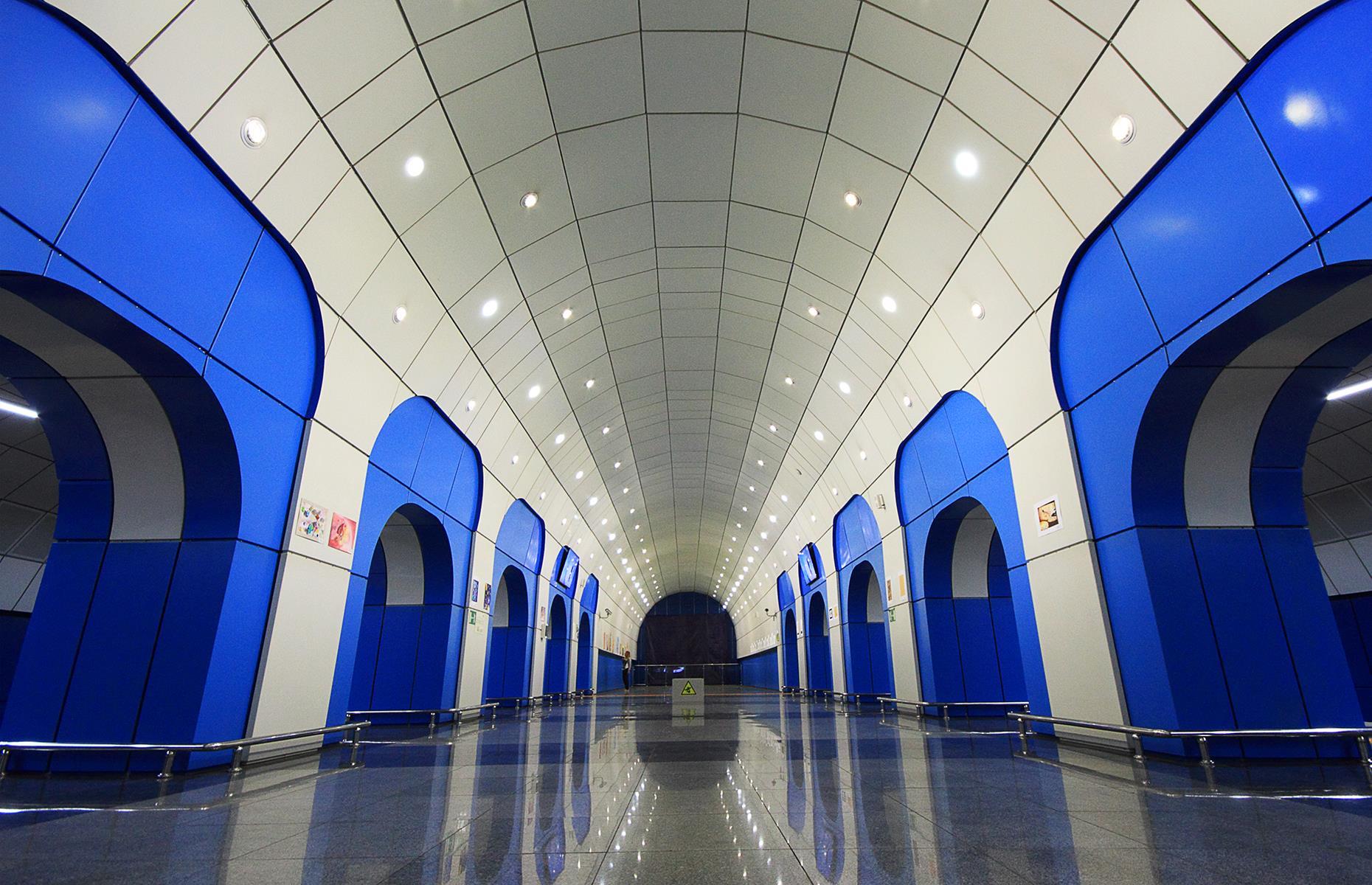 <p>Named after Kazakhstan’s rocket launch facility, this station embodies 1970s sci-fi. Its white and blue tunnels and curved arches are reminiscent of early <em>Star Trek</em> movies, but if that's not enough for your inner geek, a movie of a rocket launch is shown while travelers wait for their train to arrive.</p>  <p><a href="https://www.loveexploring.com/gallerylist/81623/incredible-abandoned-subway-stations-from-around-the-world"><strong>Take a look at incredible abandoned subway stations from around the world</strong></a></p>