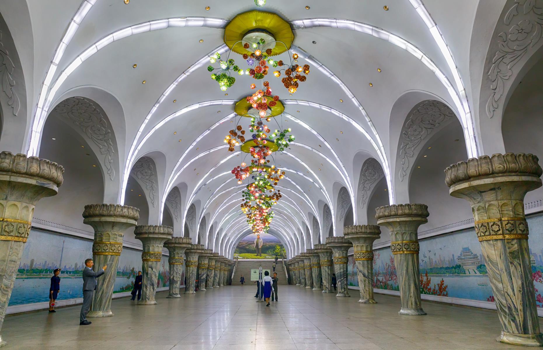 <p>Consisting of two lines, Pyongyang metro system is one of the deepest in the world. Opened in 1973, it’s a truly remarkable example of socialist realism as propaganda murals adorn the walls while golden statues of the country’s great leaders watch over the commuters.</p>  <p><strong><a href="https://www.loveexploring.com/galleries/65684/what-its-really-like-to-travel-to-north-korea?page=1">Find out what it's really like to be a tourist in North Korea here</a></strong></p>