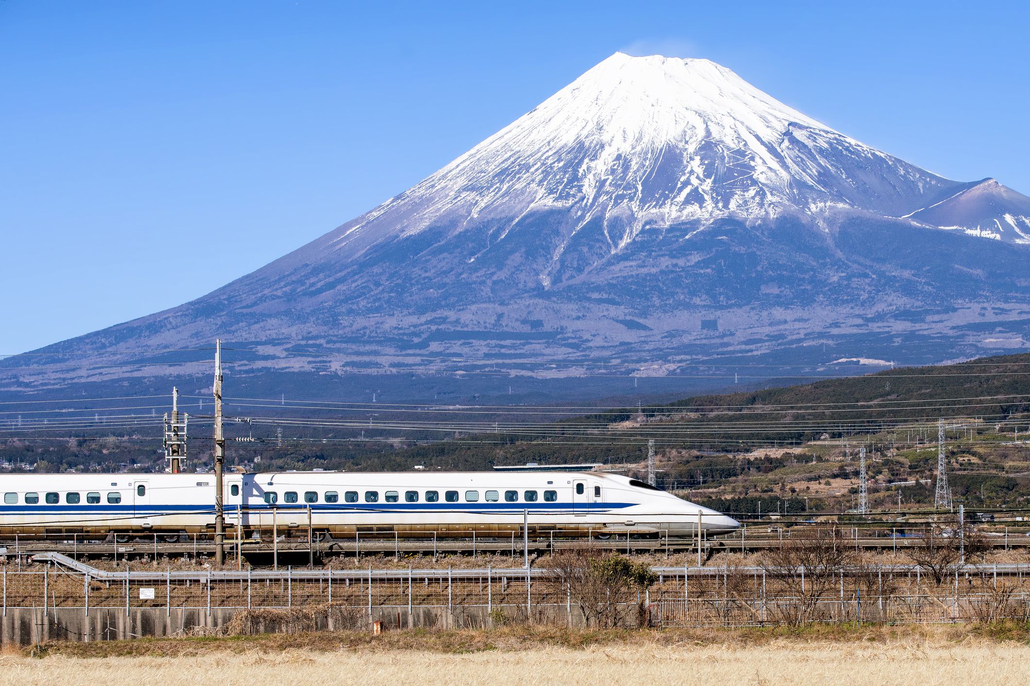 <p>Japan’s Shinkansen, or bullet train, is an experience in itself with a top speed of nearly 200 mph. But the journey becomes more special when you include sights along the way, such as Mount Fuji, Japan’s highest mountain and an active volcano.</p><p>If you’re traveling by train between Tokyo and Kyoto, consider your seating selection so you get the best view of Mount Fuji as you speed by. You want to be on the right side of the train car if you’re coming from Tokyo and the left side if you’re coming from Kyoto. Of course, it’s best to hope for a clear day so the massive mountain is visible.</p>