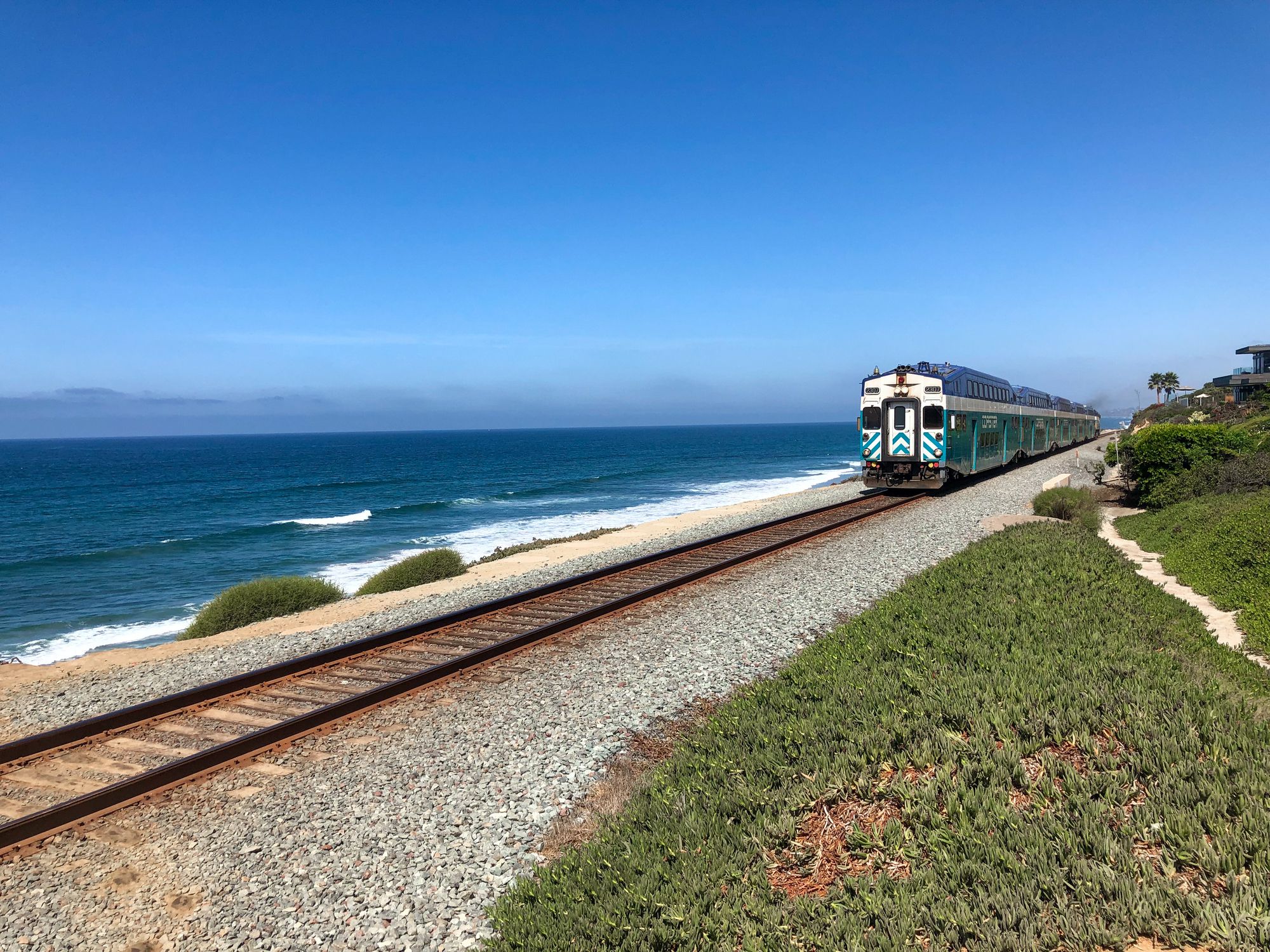<p>The Pacific Surfliner, also operated by Amtrak, offers a stunning train journey along 351 miles of California’s Pacific coastline from San Luis Obispo to San Diego. Take your time to enjoy views of pristine beaches and rolling green hills from the comfort of your reclining seat.</p><p>Potential stops to visit along the way include Grover Beach, Santa Barbara, Oxnard, Los Angeles and Anaheim. Each destination has its own range of activities and highlights. The beach is located just two blocks from the Santa Barbara rail station or you could head to the Channel Islands National Park from Oxnard.</p>