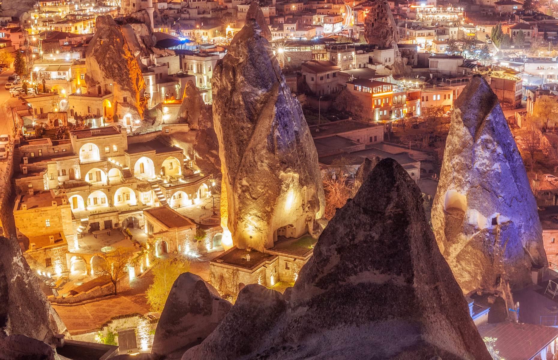 Twinkling like a box of precious gemstones by night, the cave buildings of Göreme certainly have a magical feel. Parts of this UNESCO World Heritage settlement were hewn into the rock as early as the 4th century, when small anchorite communities began to carve out cells to live in. Many of its cave churches began to be decorated elaborately between the 10th and 12th centuries and today they’re filled with colorful figurative paintings.