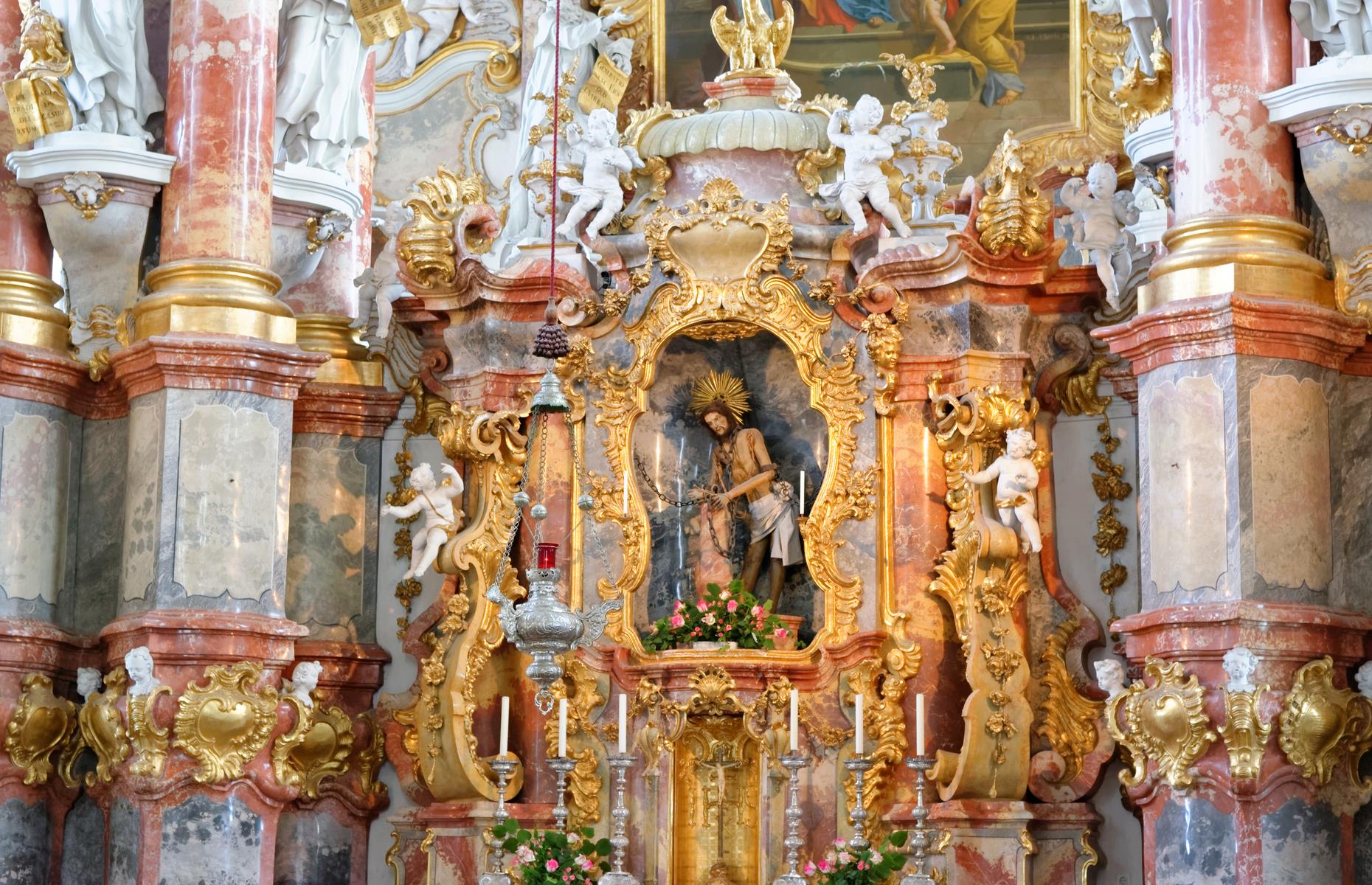 <p>The miracle happened before <a href="http://whc.unesco.org/en/list/271">this Rococo church</a> was created – though, looking at its riotously ornate interior, this incredible structure itself seems pretty miraculous. In 1738, it’s said a wooden figure of Christ, mounted on a column in the hamlet of Wies in Bavaria, was seen to shed tears. In response to the miracle, a simple wooden chapel was erected to house the statue – and it became a pilgrimage site. Architect Dominikus Zimmermann thought the statue deserved more, building his opulent masterpiece between 1745 and 1754.</p>