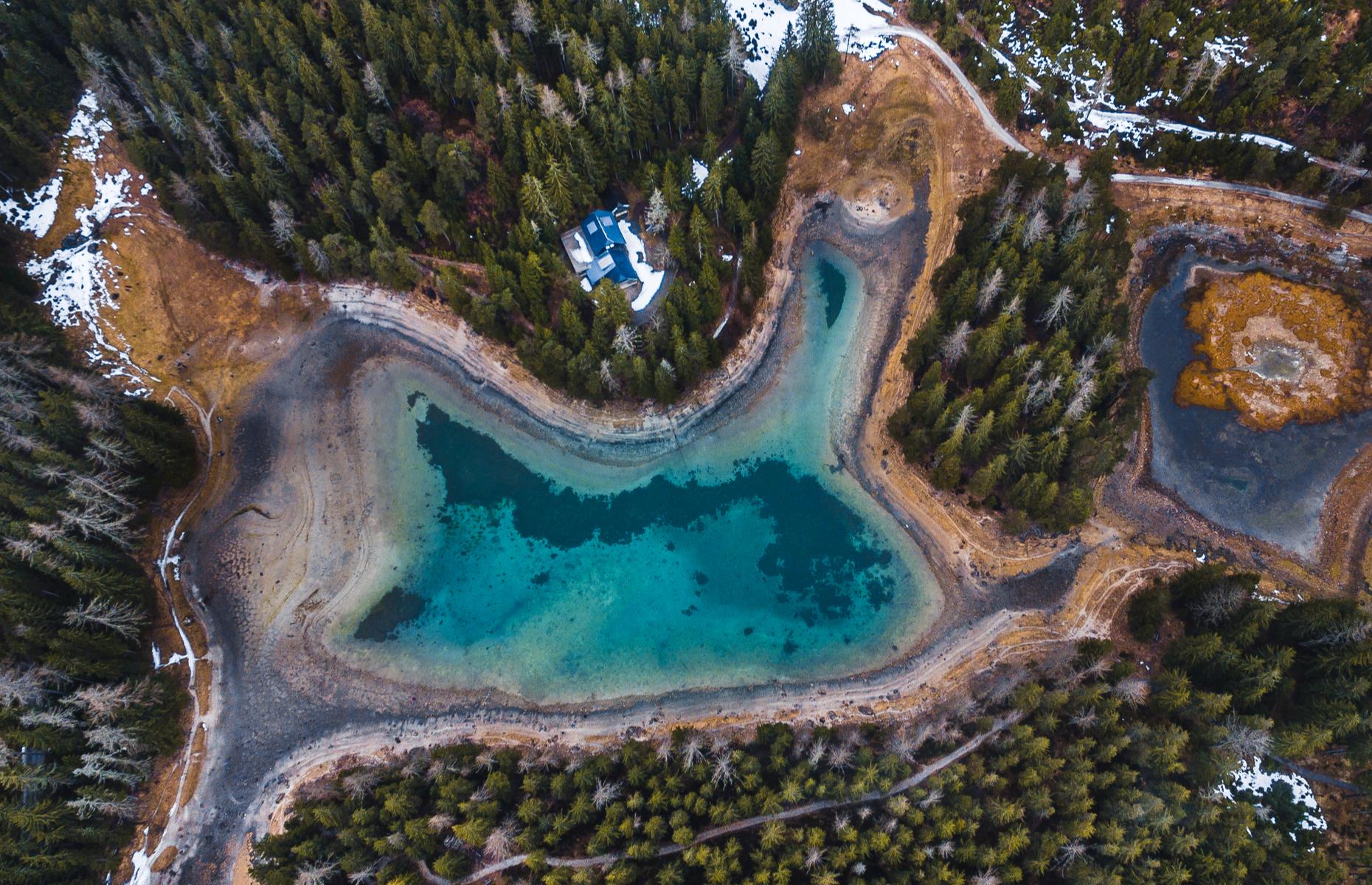 Living up to its name, Grüner See – meaning “Green Lake” in German – shows off its distinctive green-blue hue in this eye-catching drone shot. Located in the heart of Austria’s Hochschwab Mountains, the lake fills up with meltwater from the surrounding mountains by summer, while in winter the lake dramatically recedes to a depth of just 3ft 4in-6ft 7in (1 to 2m).