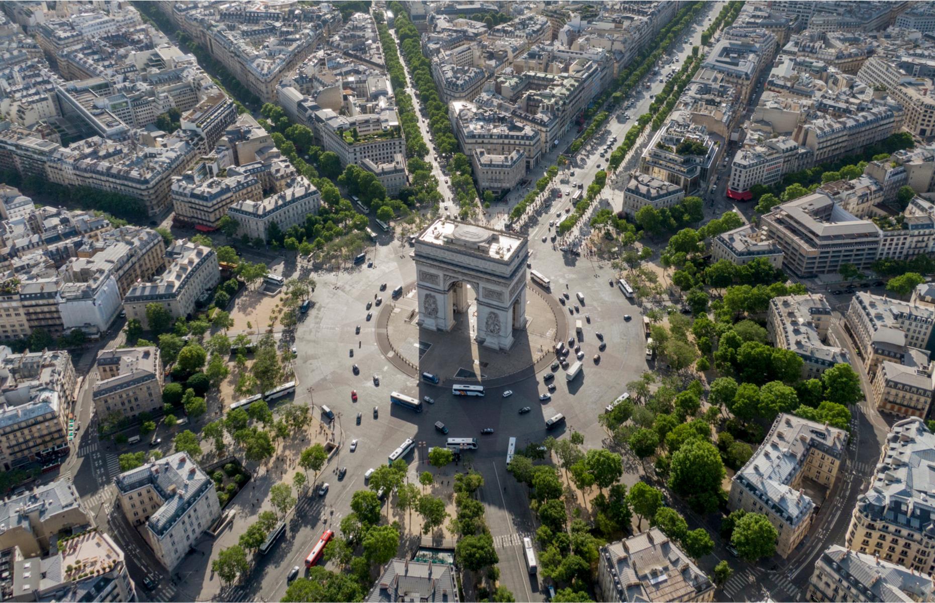 <p>Many tourists clamber up the 284 steps of the Arc de Triomphe to peer out at 360-degree views across Paris, but perhaps they’re missing a trick. The 19th-century arch itself looks pretty spectacular from the skies, sitting in the center of a circular plaza, the grand avenues radiating outwards from it to create a 12-pronged star. </p>  <p><strong><a href="https://www.loveexploring.com/galleries/81954/54-of-the-worlds-most-incredible-photos-from-above?page=1">Loved this? See our incredible planet photographed from above too</a></strong></p>