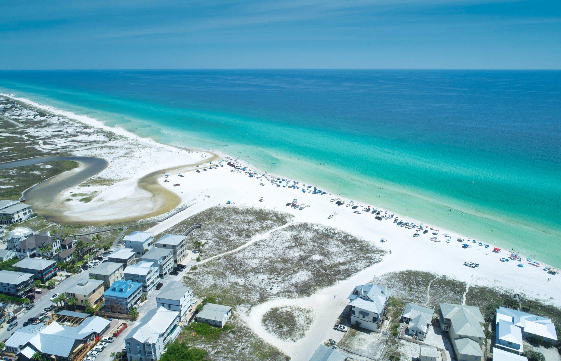 <p>Seen from the skies, Grayton Beach is a winning combination of pristine sands and almost fluorescent turquoise seas. Situated in the panhandle about halfway between Pensacola and Panama City, the town is mostly covered by the 400-acre Grayton Beach State Park, with landscapes including everything from pristine beaches to windswept forests. As well as exploring its jaw-dropping scenery, visitors can stroll through the town’s quaint white-picket-fence communities or pop into a waterfront restaurant for a taste of Southern cuisine.</p>