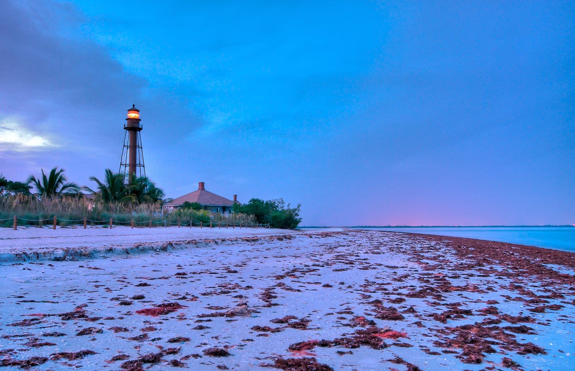 <p>Sanibel Island is completely show-stopping at sunset, when its seaweed-dappled shores are painted an array of pastel hues. Located west of Fort Myers, the 15-mile (24km) long, five-mile (8km) wide island is crowned by the 19th-century Sanibel Lighthouse, which remains in operation today. But that’s not the only treasure to be found in this small city. Known for being home to a wide range of seashells, Sanibel Island’s beaches are so popular with shell-hunters that hotels provide special facilities for sorting and cleaning them, while there's even a <a href="https://www.shellmuseum.org/">dedicated museum</a> here containing the world's largest shells. </p>
