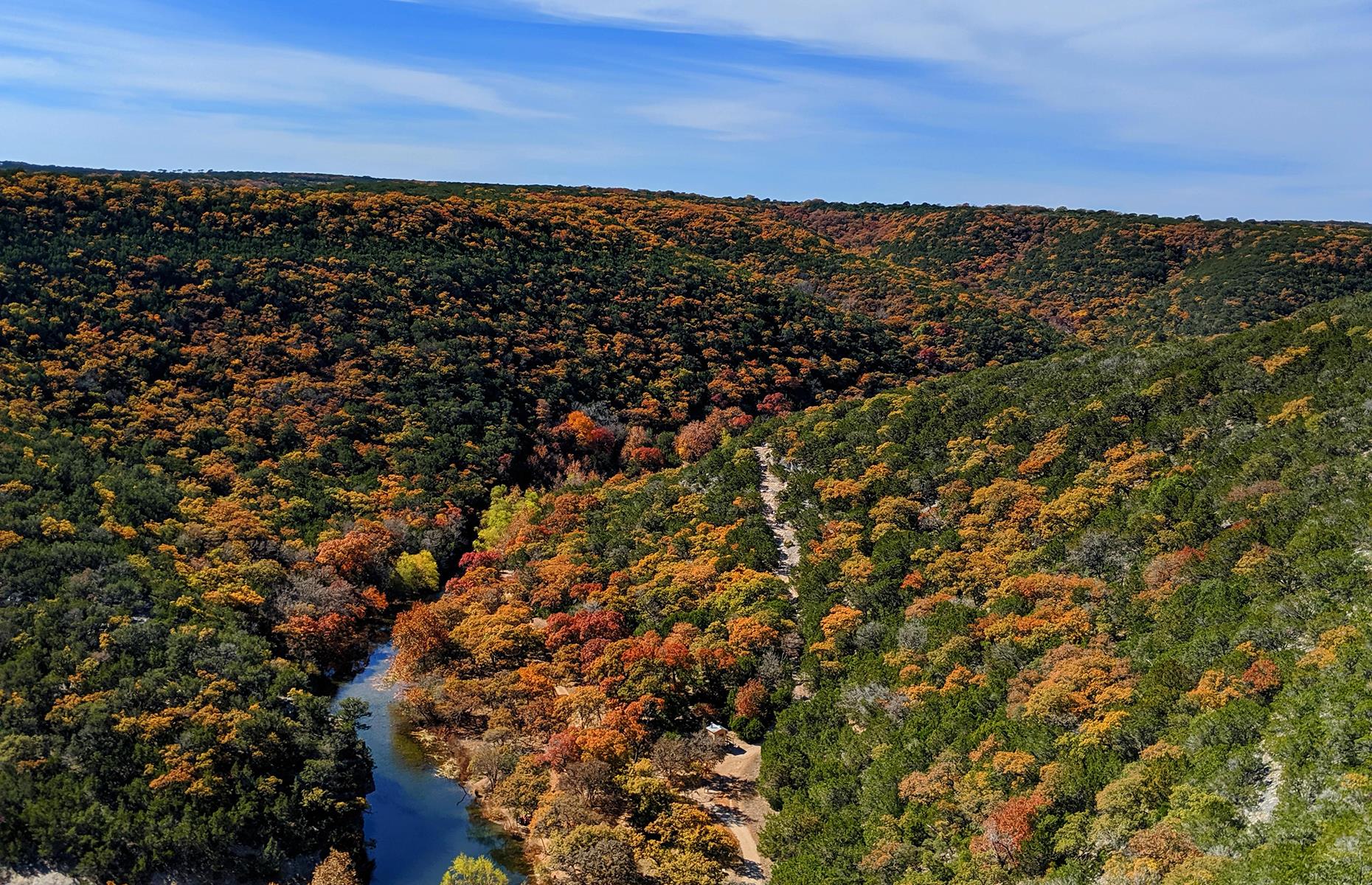 <p>Texas might not be your first thought when planning a leaf-peeping trip, but the <a href="https://tpwd.texas.gov/state-parks/lost-maples">Lost Maples State Natural Area</a> gives the North East a run for its money. The site rambles for more than 2,000 acres, sewn with miles of hiking trails allowing visitors to delve deeper into the fiery fall foliage. The West Trail covers a great expanse and includes a breathtaking overlook, while the shorter West Loop Trail takes in one of the site's rushing springs.</p>  <p><strong><a href="https://www.loveexploring.com/gallerylist/76420/americas-best-autumn-destinations-to-avoid-the-leaf-peepers">Discover more underrated spots for leaf-peeping in the states</a></strong></p>