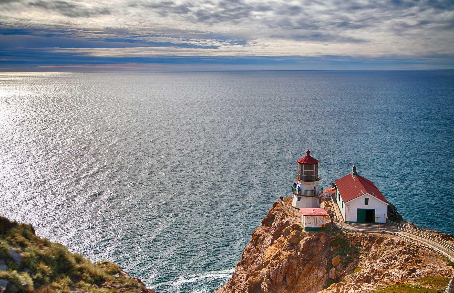 The super-cute Point Reyes Lighthouse feels very Californian. Located on the weather-worn headlands of Point Reyes in Marin County, the 16-sided lantern and 375-foot (114m) tower can only be accessed by climbing down the 313 stairs along the cliff. First lit in 1870, its parts were built in France and South America before being constructed on this spot, which had to be blown up with dynamite to level the surface.