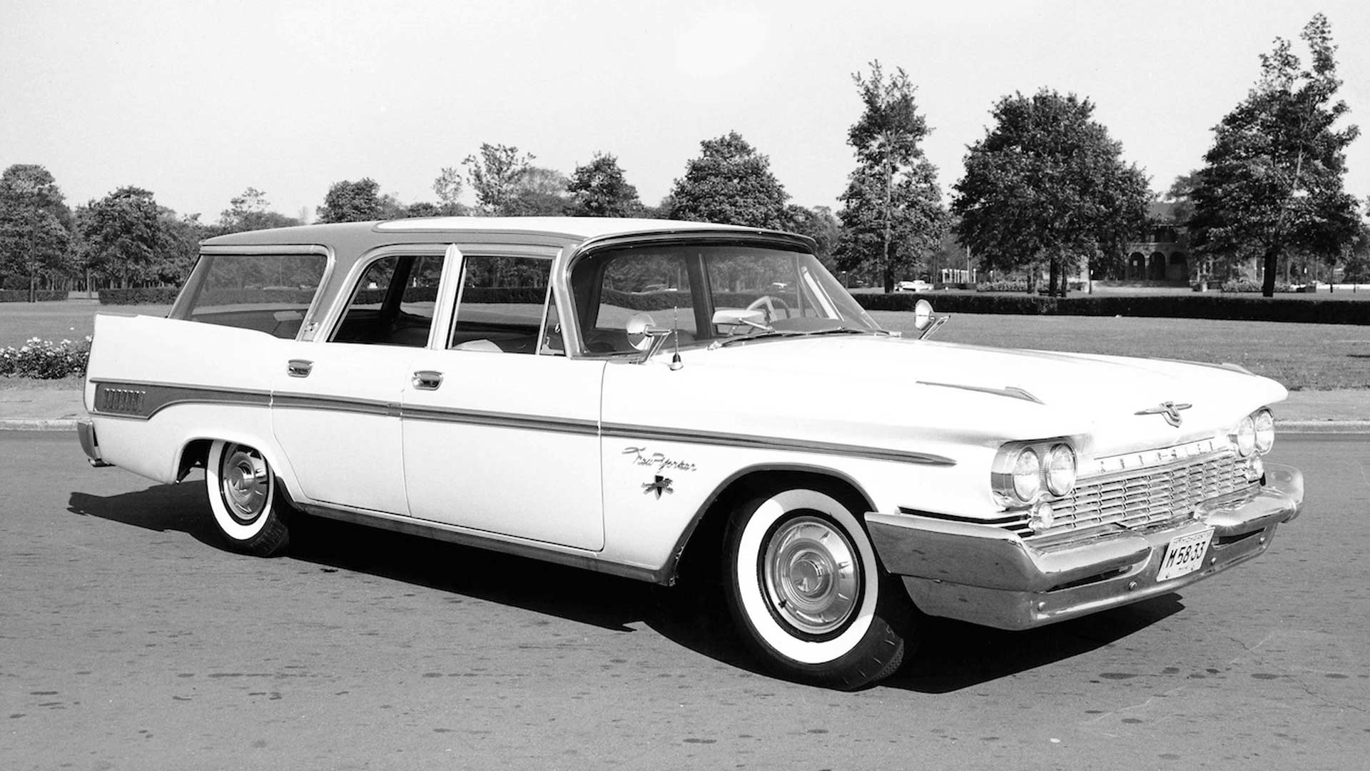 <p>It might be from an earlier decade than the others on our list, and it also happens to be a wagon. But the ’59 Town & Country is still very much a land yacht. Standard fit was the ‘Golden Lion’ 6.77-liter (413-cubic inch) V8 engine, with 350hp and a push-button three-speed automatic transmission.</p> <p>Optional extras included the ‘Mirrormatic’ electrically dimming rear-view mirror. Strange to think you can still pay extra for an automatic dimming mirror on a new car six decades later.</p>