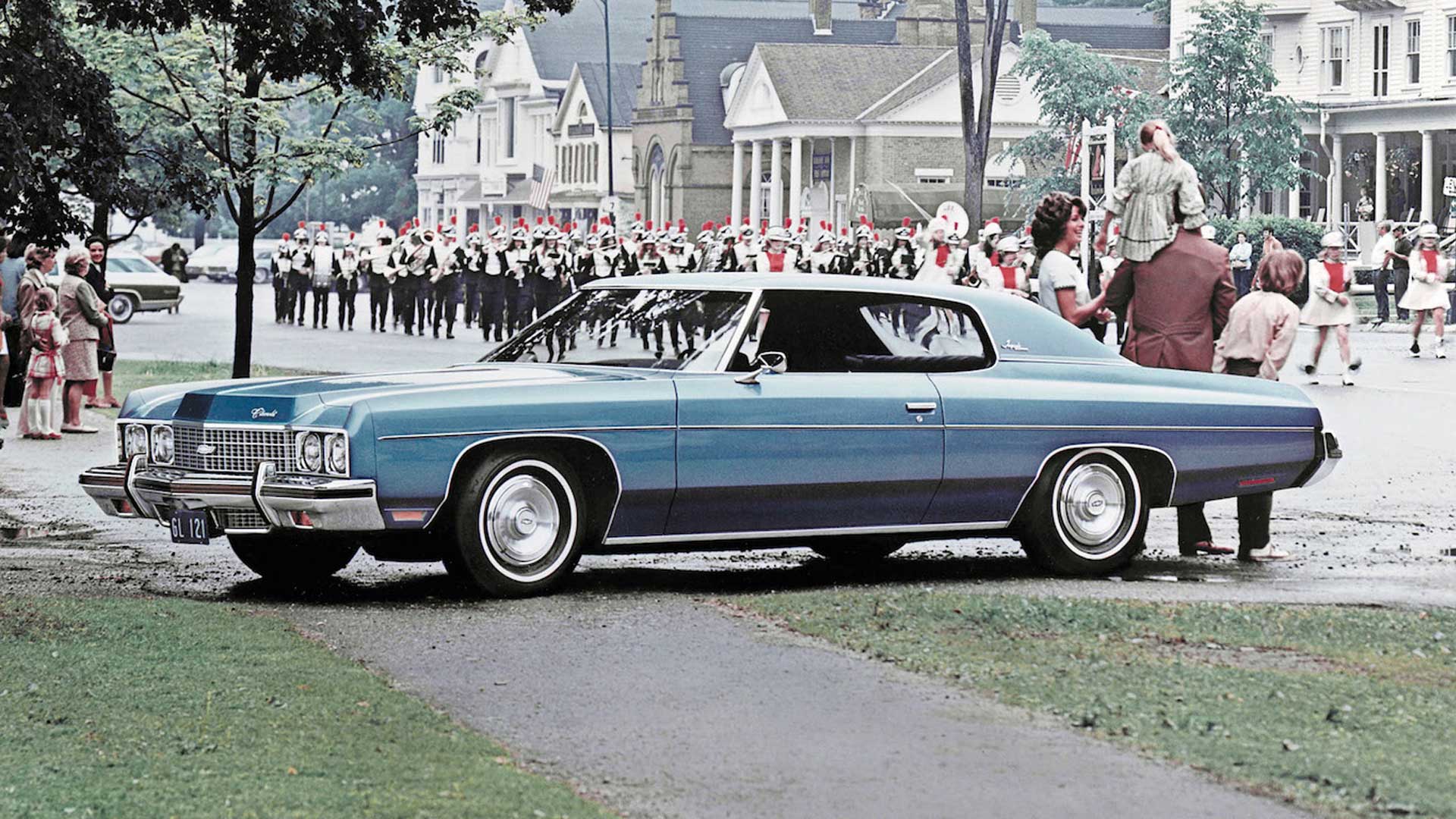 <p>Chevrolet’s marketing pitch for 1973 sounded more like a political campaign speech, rather than a way to sell cars. It was about ‘building a better way to see America’. And what could be better than seeing it from the vinyl and wood grain interior of your Impala?</p> <p>Powering you across the country was a standard 145hp ‘Turbo Fire’ 5.7-liter (350-cubic inch) V8. But, if you really want to make progress, you could pick the optional 7.5 (455-ci) ‘Turbo Jet’ V8 with 245hp. That might have required several more stops for gas, though…</p>