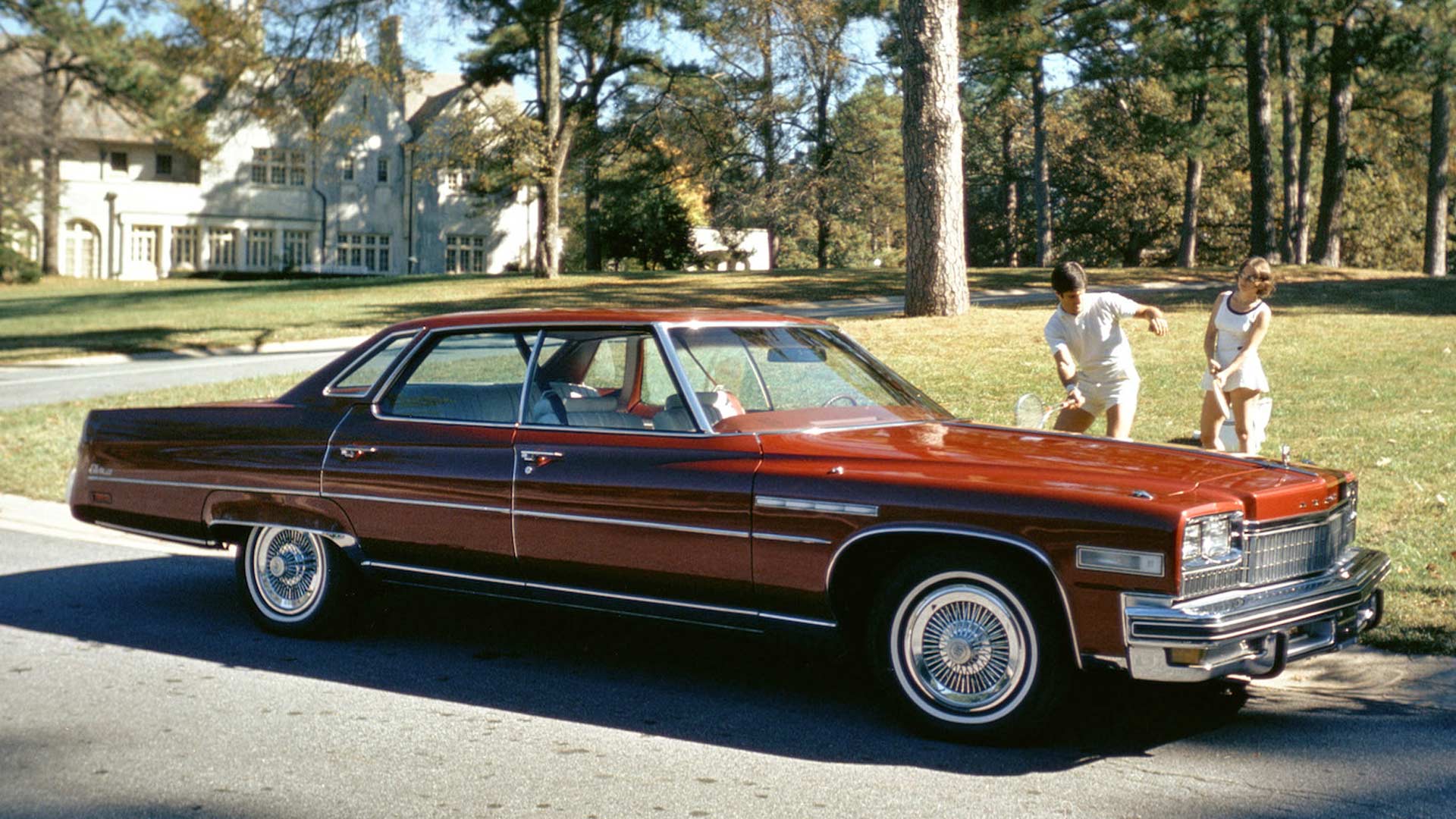 <p>Having strayed a long way from the original 225 inches, by 1975 the Electra was now one of the biggest monsters roaming the turnpike. According to Buick, the 225 was for those who wanted to drive a luxury car but without being pretentious.</p> <p>However, the promotional photo, taken outside a sprawling mansion, somewhat begs to differ, while interior options included plush patterned velour upholstery. Sadly, the steadfast 7.5-liter (455-ci) engine was now smothered by emissions and fuel-saving changes, producing only 205hp.</p>