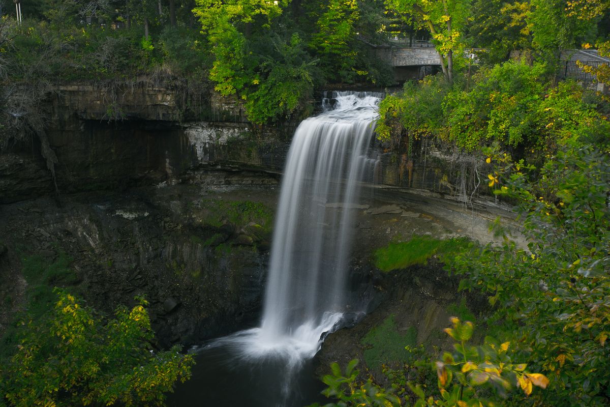 <p>As the centerpiece of Minneapolis's Minnehaha Regional Park, this 53-foot waterfall is an extraordinary find in the Twin Cities area. Its name, Minnehaha, comes from words meaning"waterfall" in the Dakota language, according to the <a href="https://www.minneapolisparks.org/parks__destinations/parks__lakes/minnehaha_regional_park/#group_3_16969">Minnesota Parks & Recreation Board</a>.</p>