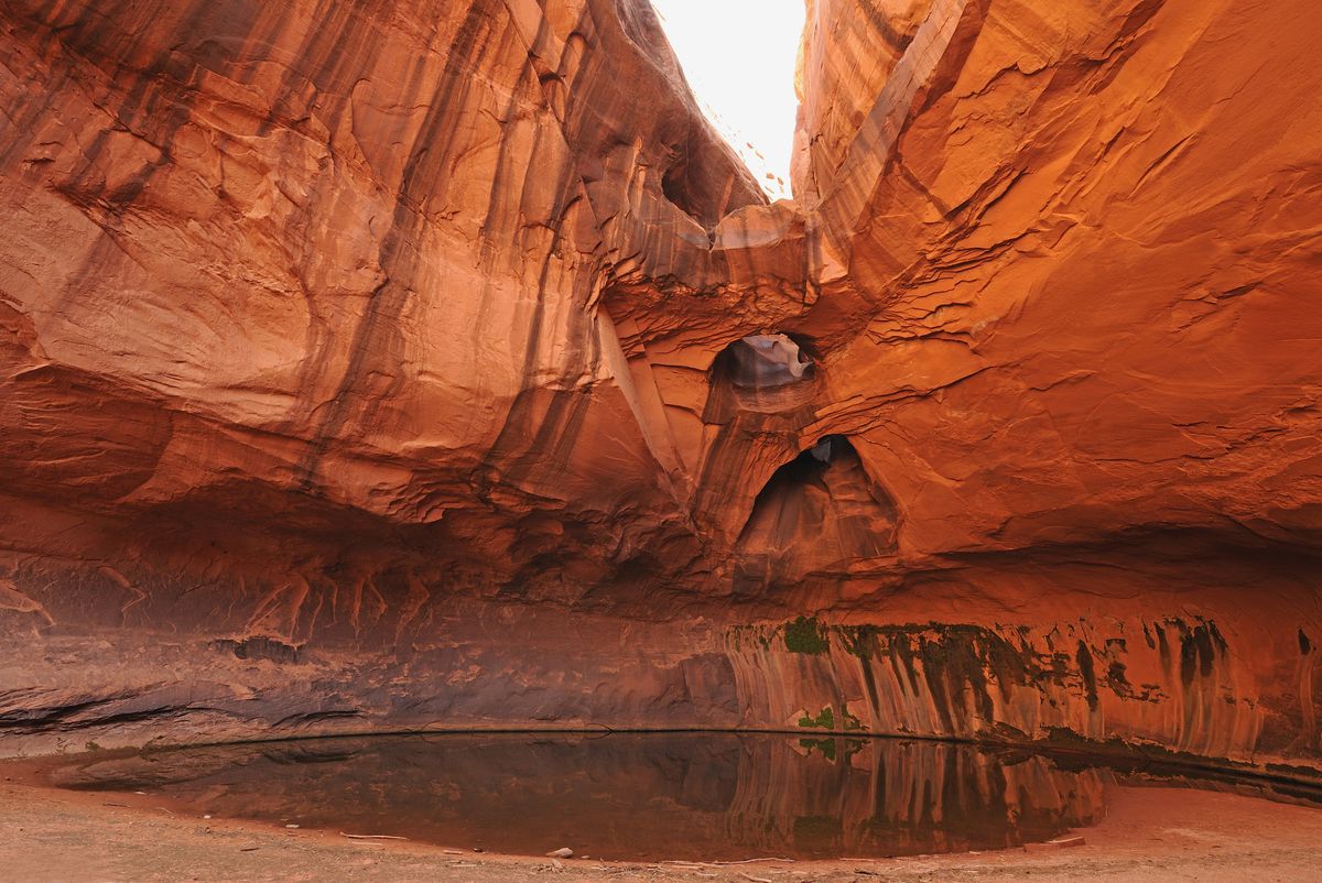<p>Hikers, rejoice: This 9.2-mile trail in Utah's Neon Canyon will end with one of the most incredible destinations you've ever seen. Although the hike requires a decent amount of skill, it'll all be worth it upon seeing the domed pour-off known as the <a href="https://utah.com/hiking/golden-cathedral-trail">Golden Cathedral</a>, where water from the canyon's Escalante River has formed extraordinary pothole arches. Hike on clear day to watch sun pour through the formation's three openings.</p>