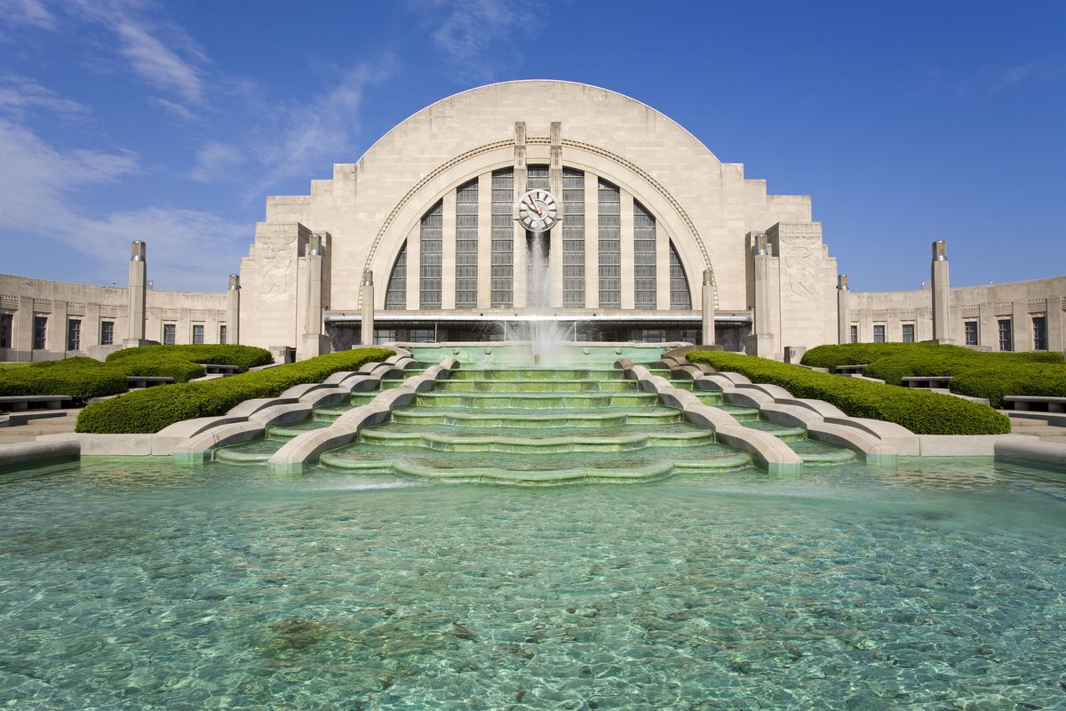 <p>An Ohio State icon, <a href="http://www.cincymuseum.org/union-terminal">Union Terminal</a> stands in Cincinnati as a proud example of the Art Deco period. Visitors admire the 1933 building's large half-dome architecture and stunning fountain display, all of which cost $41 million to build. Visitors can tour the building and its many exhibits or, you know, take a train.</p>