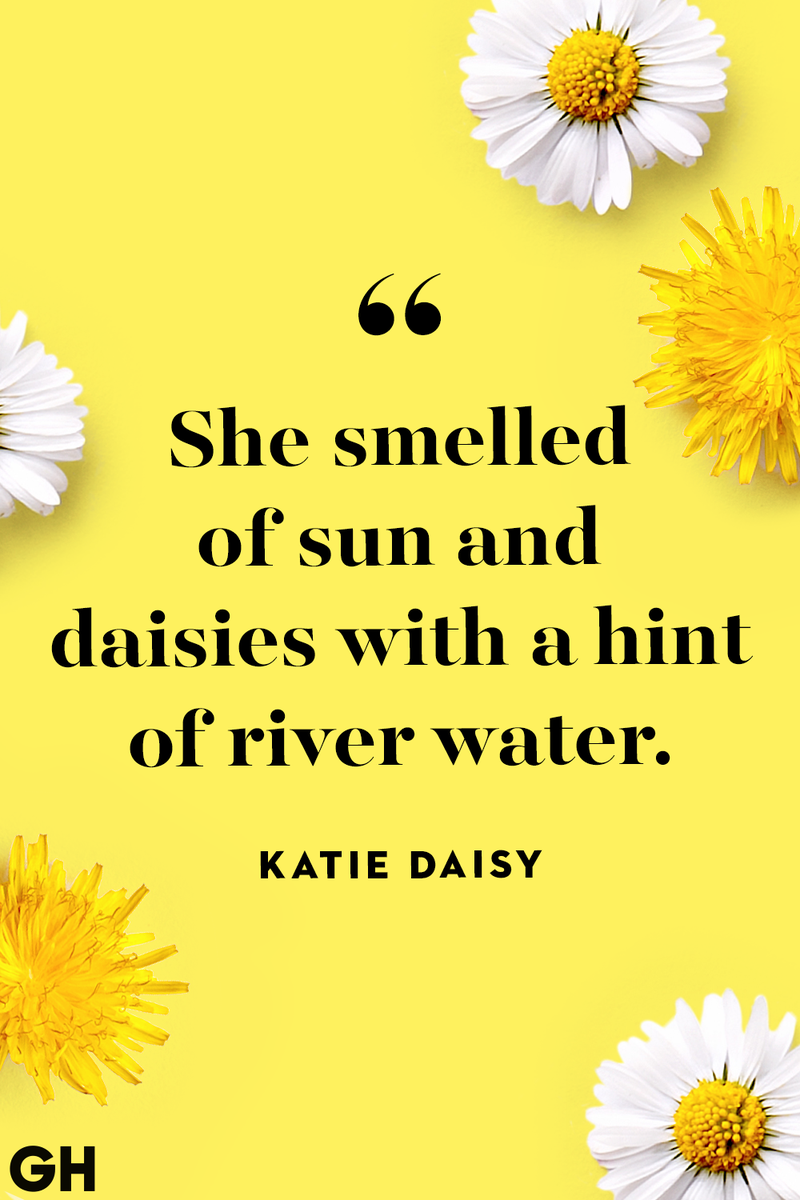 <p>She smelled of sun and daisies with a hint of river water.</p>