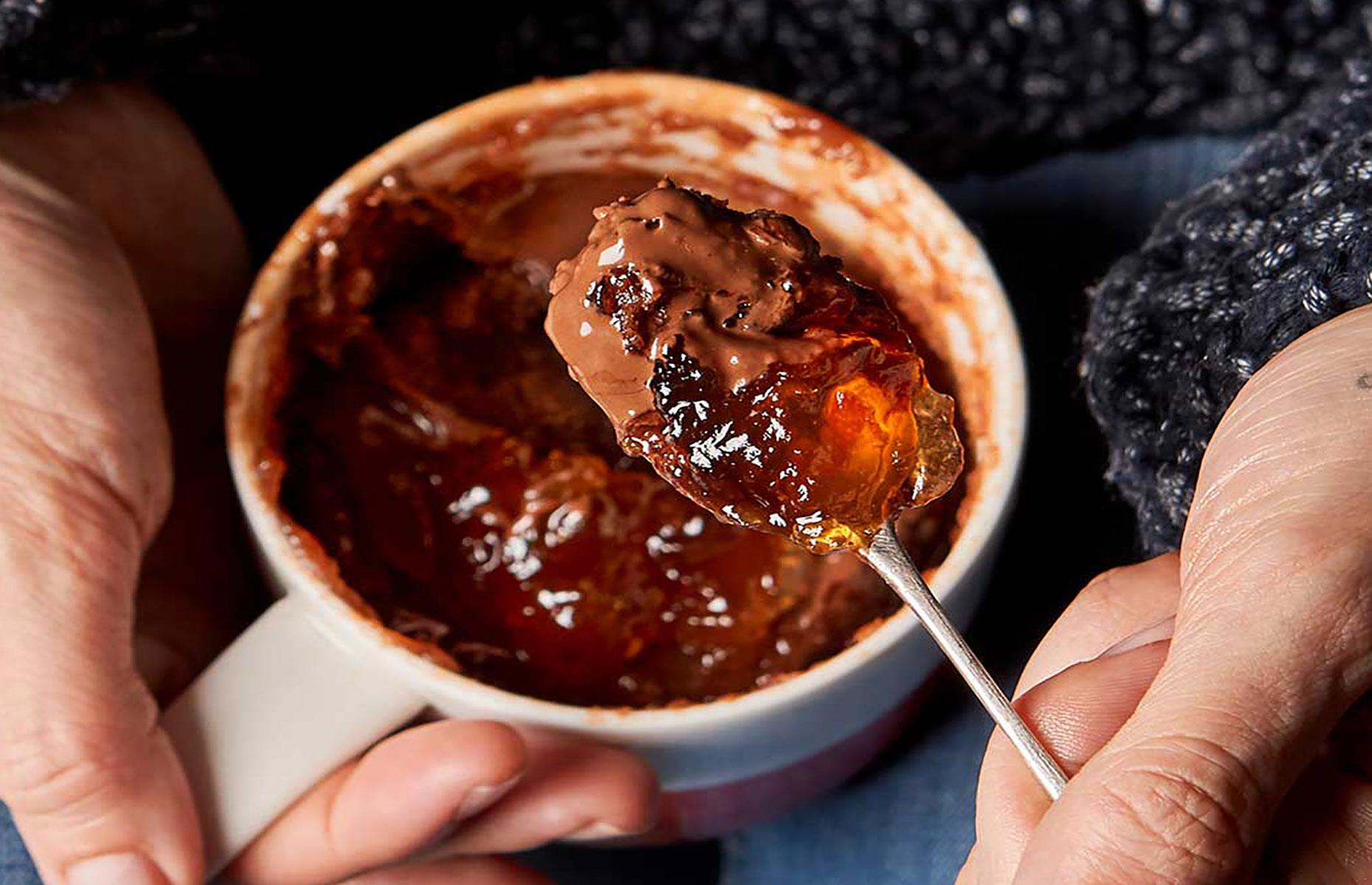 <p>Mug cakes are a shortcut to something sweet anyway, but this recipe also makes use of two clever ingredients for maximum flavor. Marmalade adds a pleasing sweet-bitter hit of orange and chocolate hazelnut spread (like Nutella) adds a rich, chocolatey note.</p>  <p><strong><a href="https://www.lovefood.com/recipes/96420/jack-monroe-jaffa-cake-mug-pudding-recipe">Get the recipe for chocolate orange mug cake here</a></strong></p>