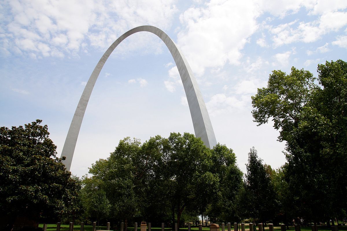 <p>It's certainly not your typical"building." The <a href="https://www.gatewayarch.com">Gateway Arch</a> in St. Louis, Missouri is both the tallest man-made monument in the Western Hemisphere and the tallest accessible building in the Show-Me State. Visitors can ride a tram to the top of this 630-foot monument for spectacular views of the Mississippi River.</p>