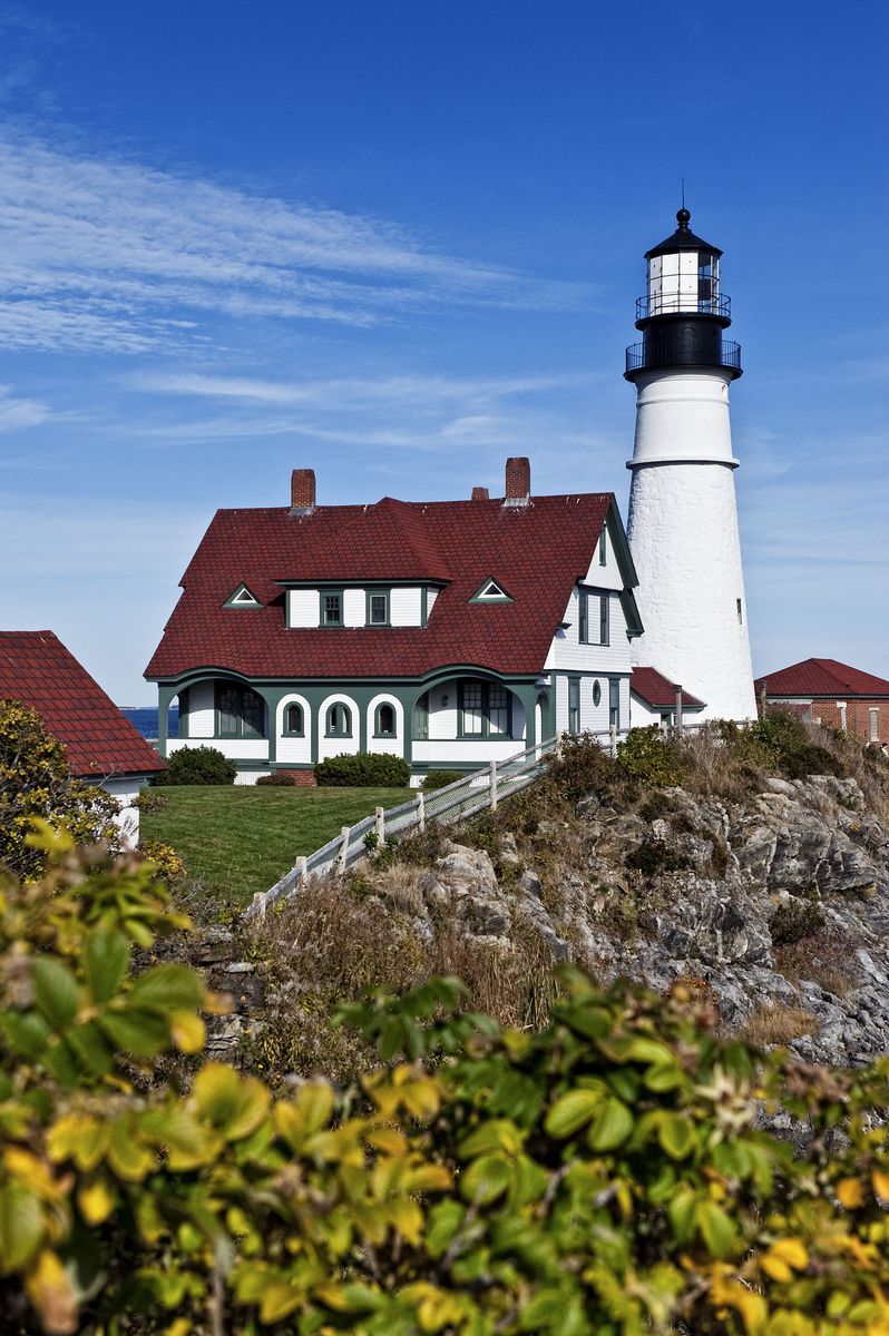 <p>Just after the U.S. government took control of all lighthouse upkeep and construction in 1790, ground was broken on the <a href="https://portlandheadlight.com">Portland Head Light</a> in Cape Elizabeth, Maine. It was completed in 1791; today you'll find a museum inside the former keepers' house, which dates back to 1891. </p>