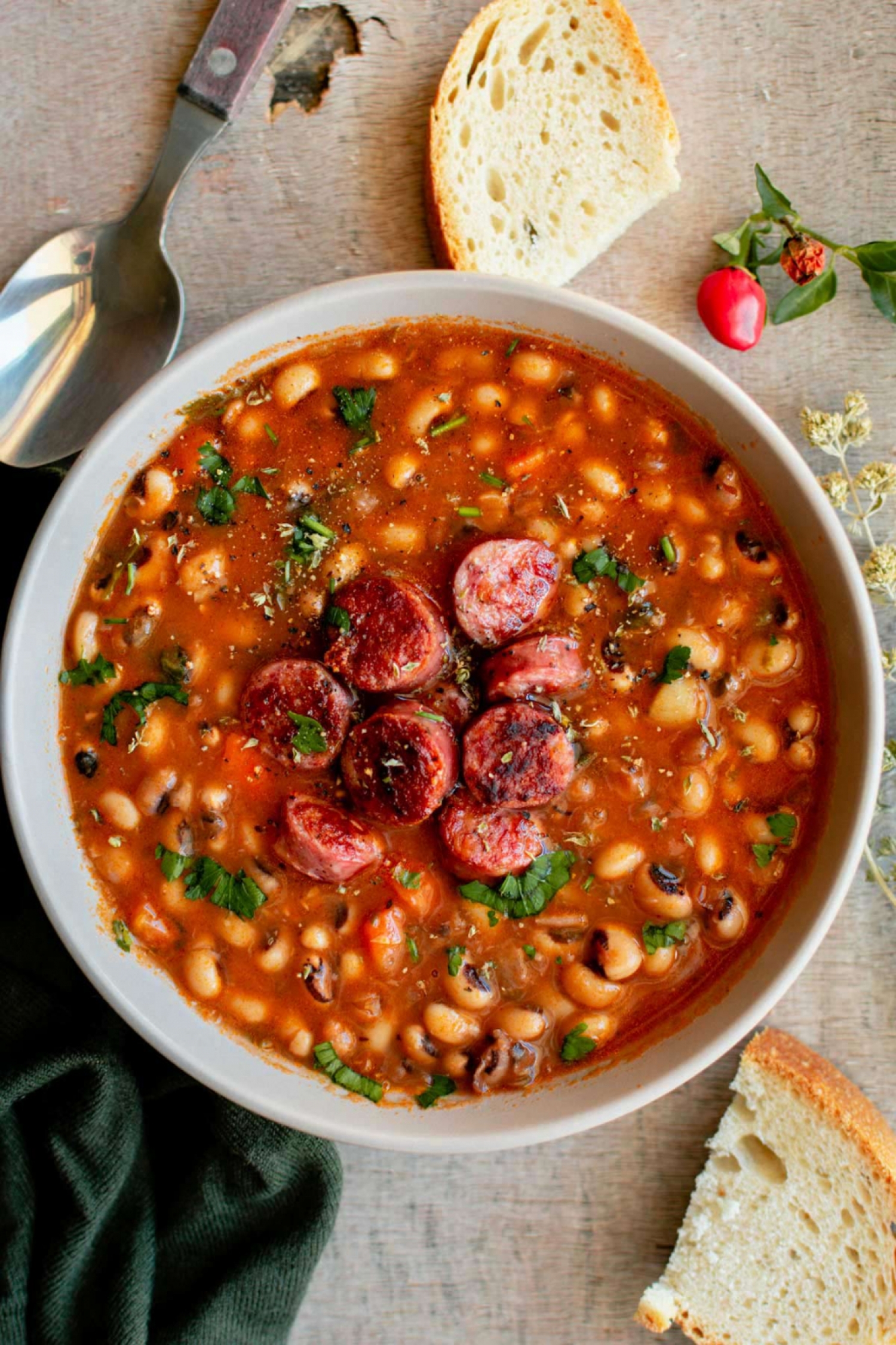 <p>Black-eyed peas and Greek sausage bulk up this gluten-free tomato-y soup with a hint of spice and plenty of protein to keep you full for hours. If you can't find Greek sausage, Italian will do. <a href="https://www.realgreekrecipes.com/black-eyed-pea-soup/" rel="noopener">Get the recipe here.</a></p>