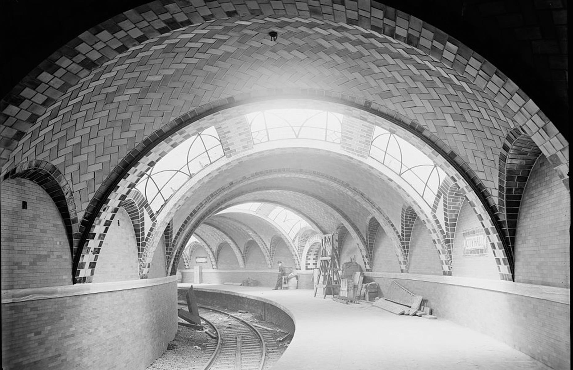 <p>Flash forward to the early 1900s and work on New York City's subway was well under way. City Hall, pictured here under construction, was part of the very first line, which ran 9.1 miles (14.6km) from here to 145th Street in Harlem.</p>  <p><strong><a href="http://bit.ly/3roL4wv">Love this? Follow our Facebook page for more travel inspiration</a></strong></p>