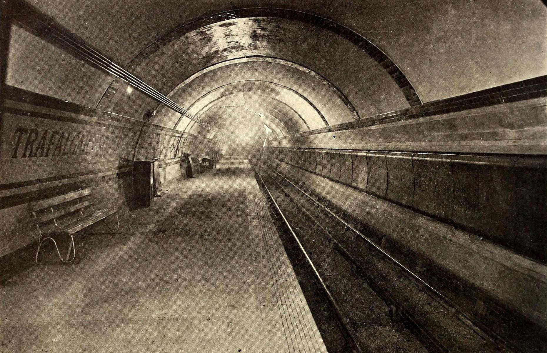 Meanwhile, London's underground rail network was going from strength to strength and daily passenger numbers were rising. Innovations continued throughout the 1880s, including the opening of the very first tube tunnel (from the Tower of London to Bermondsey) and the completion of the Circle Line. This hazy shot from 1884 shows an unusually empty Trafalgar Square station, with a design not too dissimilar to today's.