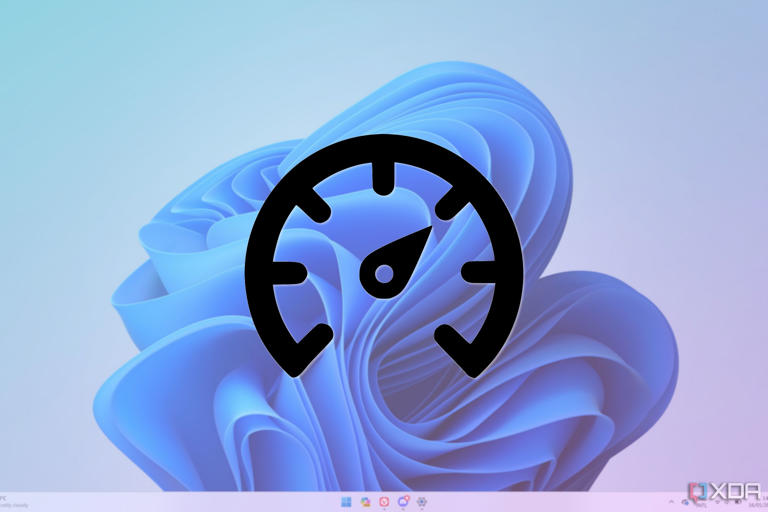 Screenshot of a Windows 11 desktop with a speedometer on top