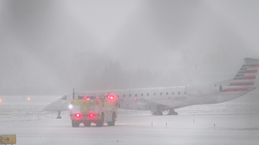 Plane Slides Off Runway At Greater Rochester International Airport