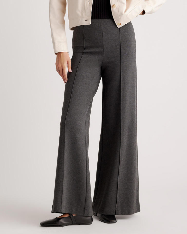 Quince, Pants & Jumpsuits, Quince Ultra Stretch Ponte Super Wide Leg Pant  In Black