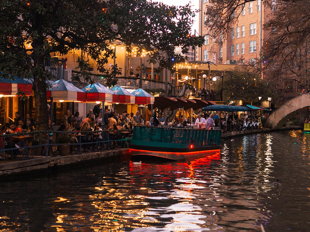 <p>After a day of exploring some of the area’s best attractions, head to the San Antonio River Walk to finish off the day. We recommend arriving in the late afternoon, and you can follow the river itself on foot.</p>  <p>On the walk, you’ll find there are plenty of amazing spots to stop for something to eat or drink, like the notorious Iron Cactus Mexican Restaurant and Margarita Bar, or the infamous Saltgrass Steak House. You could easily spend the whole evening exploring the area. If you need a break from walking, take one of the River Walk boats along the river to continue your exploration.</p>