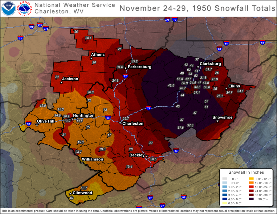 When Were The Biggest Snows In West Virginia History?