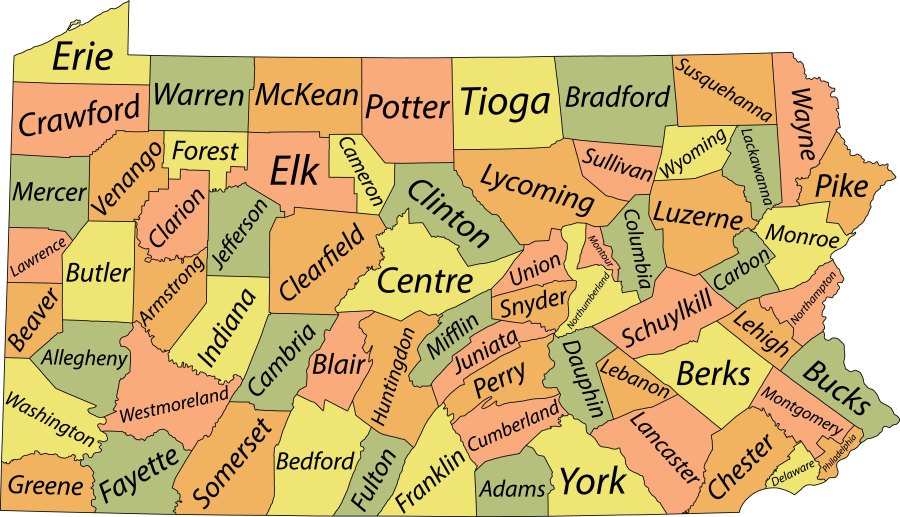 what are the largest and smallest counties in pennsylvania?