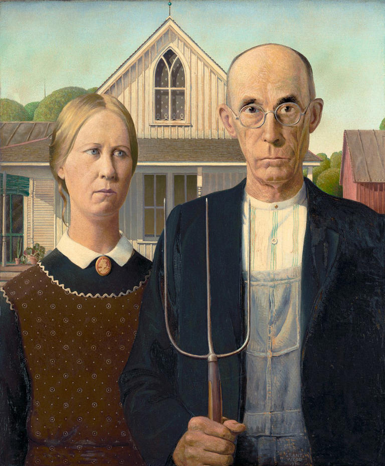 ‘American Gothic’ (1930) by Grant Wood.