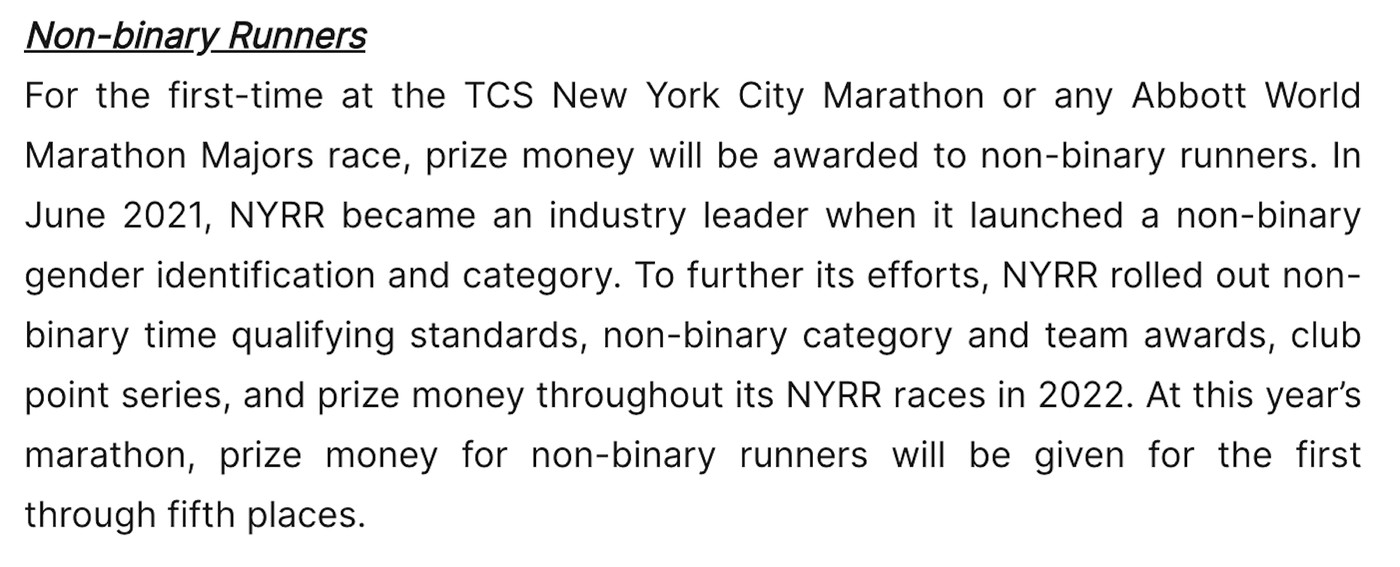 cal calamia won the new york marathon nonbinary division, but won’t receive the winner’s check