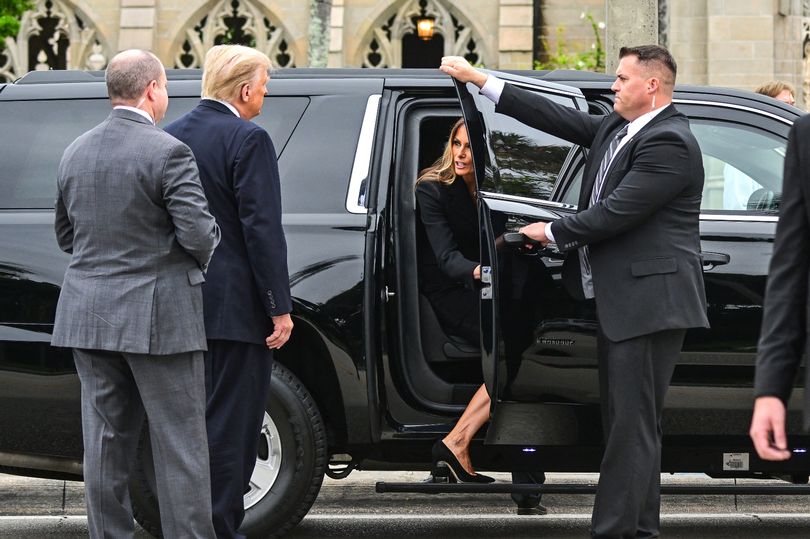 Melania And Donald Trump Seen Getting Into Separate Cars After Funeral ...