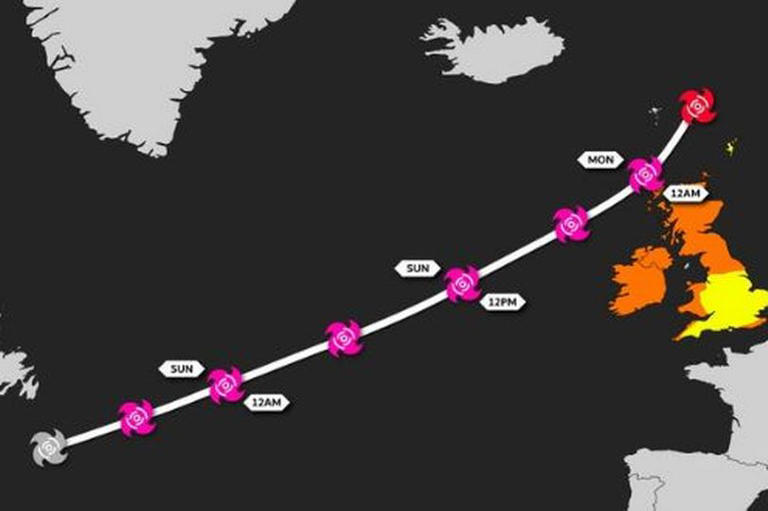 Weather maps and charts show hourbyhour track of Storm Isha hurtling