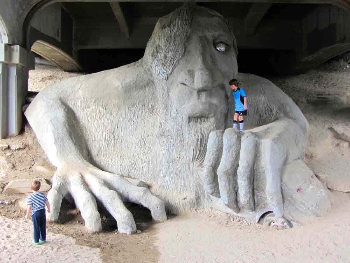 <p>Inspired by the Norwegian folk tale Three Billy Goats Gruff, the Fremont Troll is a beloved sculpture under the George Washington Memorial Bridge in Seattle. Artists Steve Badanes, Will Martin, Donna Walter, and Ross Whitehead built the Fremont Troll in the hopes that visitors and locals would interact with the sculpture, as well as add interest to an otherwise lackluster and often unused space.</p> <p>Citizens of Fremont have come to love the bizarre sculpture over the years—so much so that they even named a nearby street “Troll Avenue.” This may be one of the weirdest tourist destinations in the United States, but it’s one you’re going to want to see with your own eyes!</p>