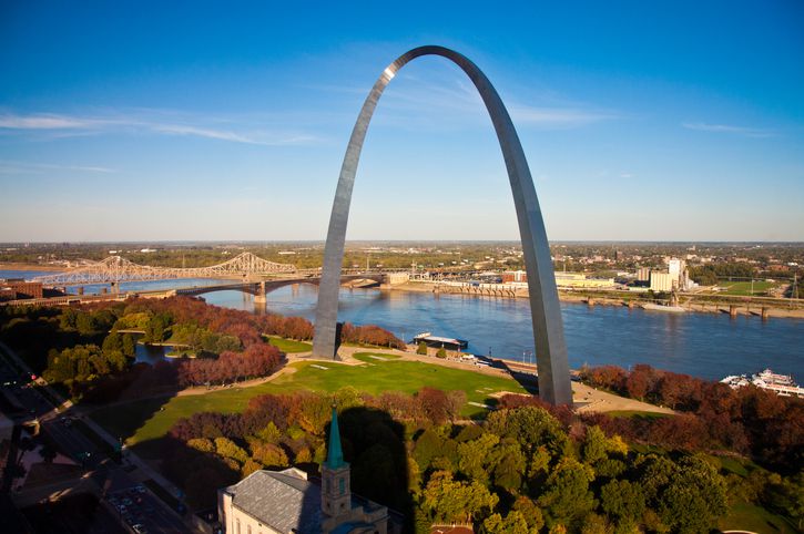 <p>St. Louis's iconic Arch is a symbol of the state's role in America's westward expansion. At 630 feet, it's our country's tallest man-made monument. Since its completion 50 years ago, more than 140 million people have visited this stainless-steel creation, designed to illustrate the shape a chain makes when held at both ends. </p>
