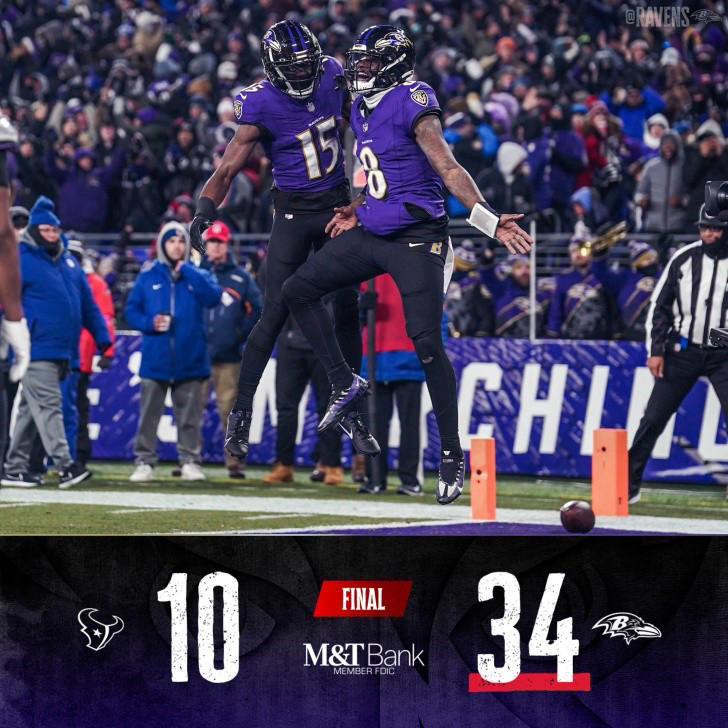 Baltimore despedaza a Houston en Ronda Divisional Twitter Baltimore Ravens