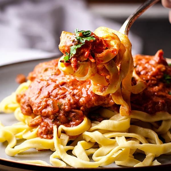 Hungarian Chicken Paprikash with Egg Noodles