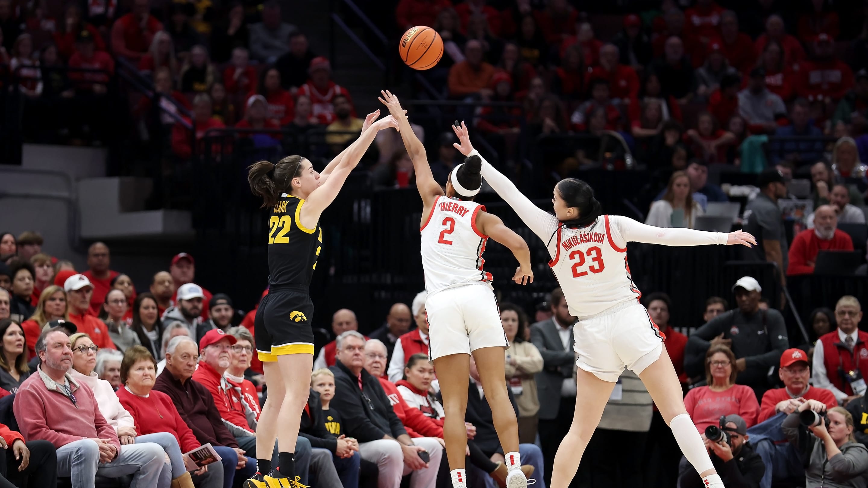 Caitlin Clark Shaken Up After Collision With Ohio State Fan Storming Court