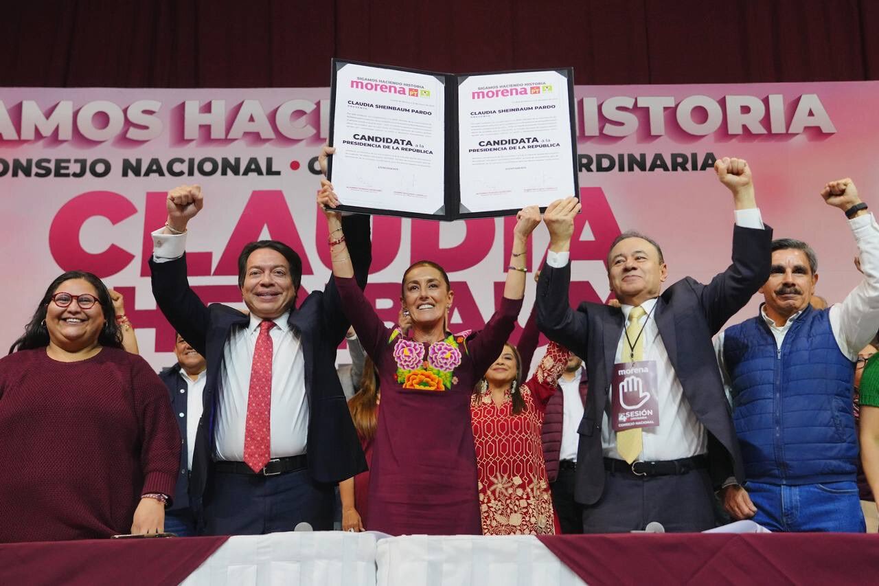 morena formaliza candidatura presidencial de claudia sheinbaum; pide unidad