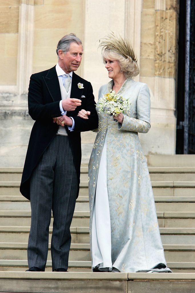 King Charles' unconventional second wedding with golden-clad Queen ...