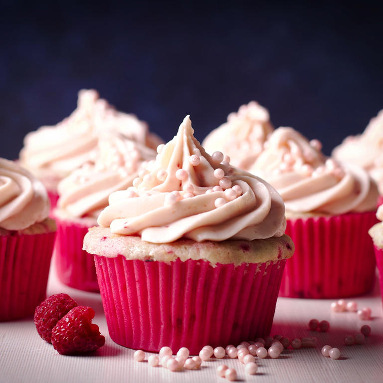 Raspberry Cupcakes with Raspberry Cream Cheese Buttercream