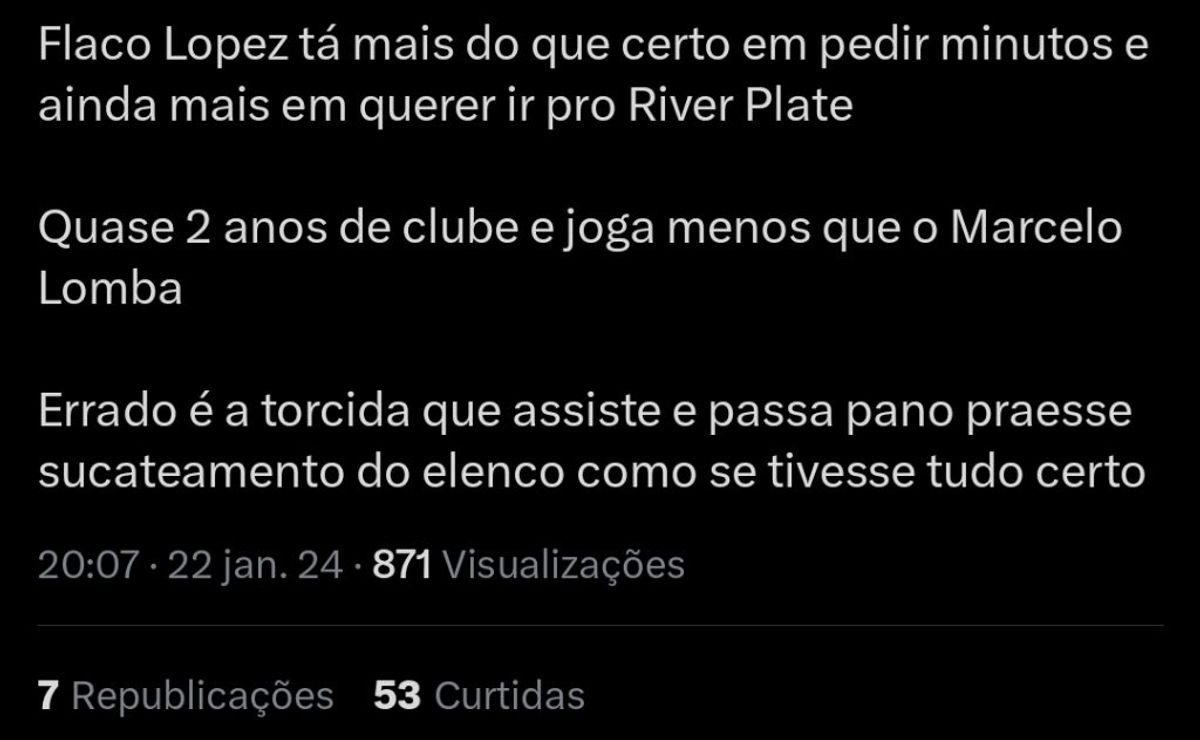 sem espaço no palmeiras, flaco lopez pode ser negociado com outra grande equipe