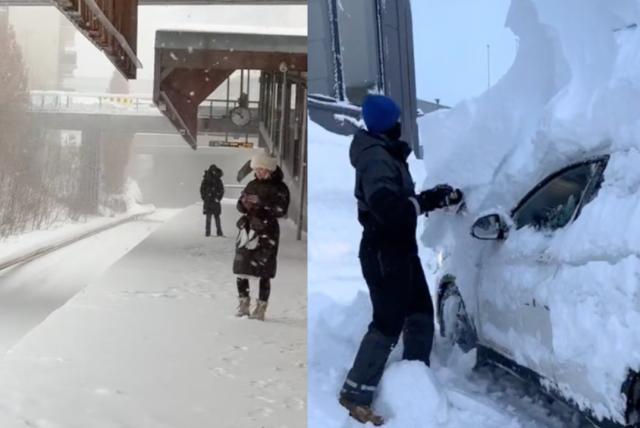 imágenes registran cómo bajas temperaturas congelan carros y trenes en noruega