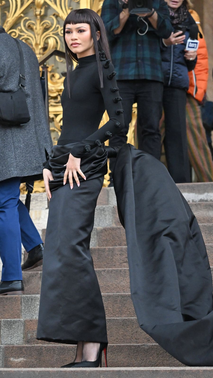Zendaya Slays Paris Fashion Week With Edgy Bangs And All-Black Look